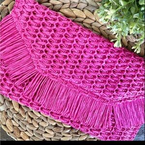 NEW Pink Raffia Clutch